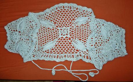 Biele háčkované bolero, xxl
