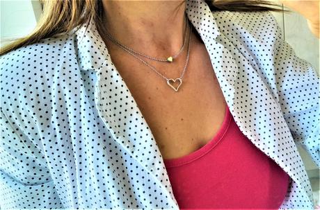 Dvojradový náhrdelník srdiečka,