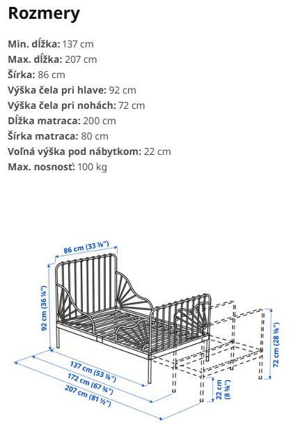 Rastúca detská posteľ s roštom minnen, 80x200, šírka (cm): 80,dĺžka (cm): 200