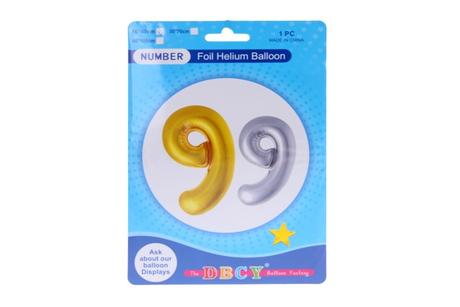 Balónik v tvare čísla 1-9 strieborná farba,