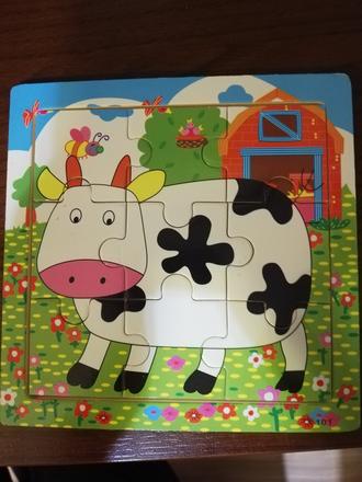 Drevene puzzle kravička, 