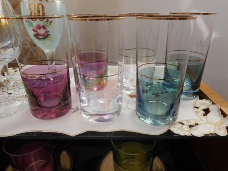 Jubilejné poháre borske sklo, farebné sklo poháre,