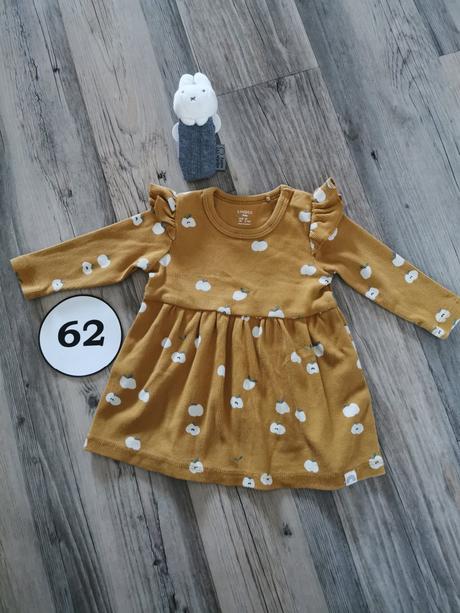 Horčicové rebrované šaty s jablkami lindex, lindex,62