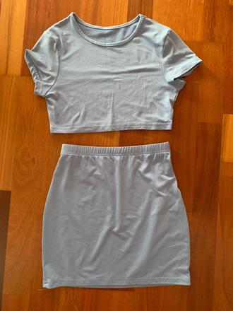 Letný set - mini sukňa & crop top tričko, 152