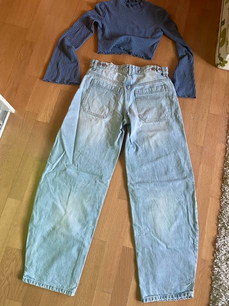 Bershka rifle a shein tričko, s