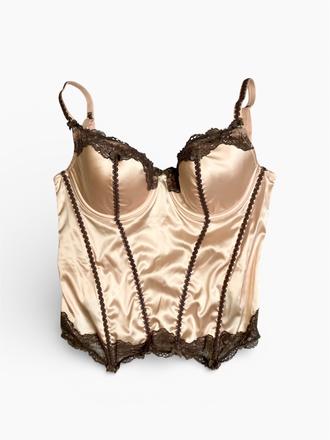 Dámsky lesklý béžový korzet na ramienka, m