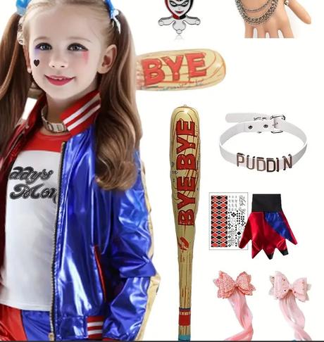 Harley quinn - detský kostým, veľkosť 155, 10 kuso,