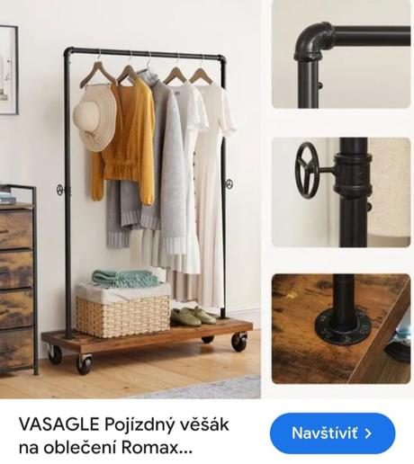 Vasagle pojízdný věšák na oblečení romax.., 