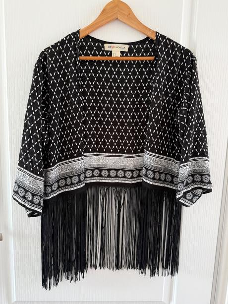 Čiernobiele kimono so strapcami, prešívané,, h&m,s