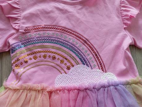 Lesklé dúhové šaty trblietky flitre 110, primark,110