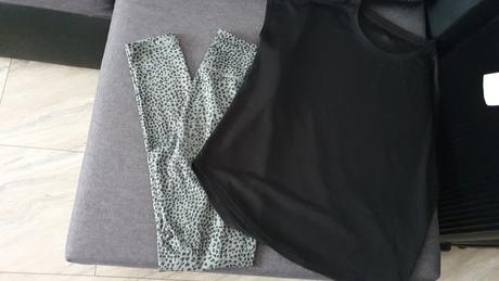 Sportova suprava tricko + leginy, h&m,158