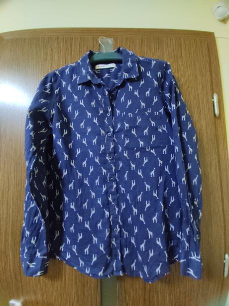 Modra bluzka so zirafami koton, l