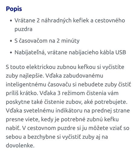 Elektrická zubná kefka, 