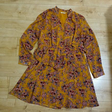 Škoricovohnedé midi šaty s bordovými kvetmi, camaieu,46