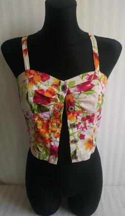 Farebný elastický crop top na ramienka, parisian, xs