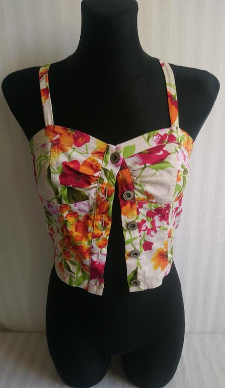 Farebný elastický crop top na ramienka, parisian, xs