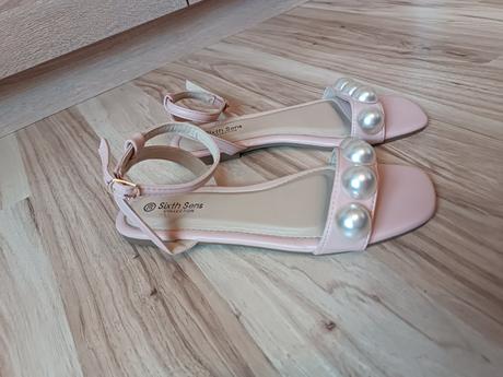 Ružové dámske sandále s perlami, 39
