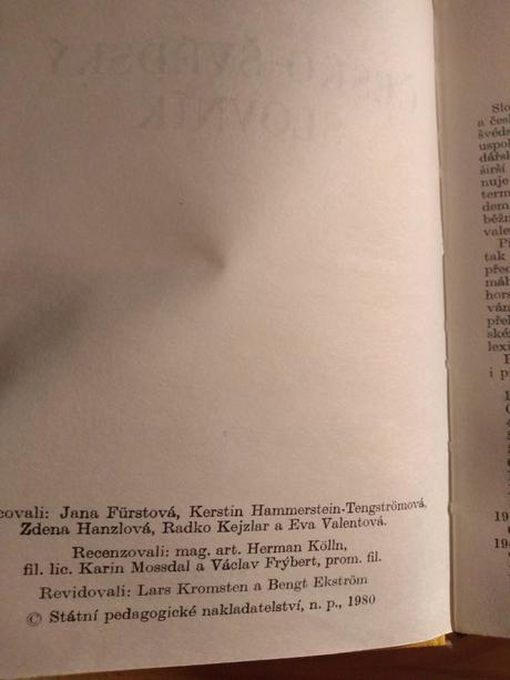 Jana fürstová - česko-švédský slovník (1980) - 7 e,