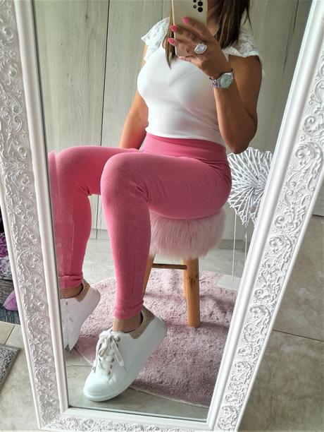 Rebrované legíny s vysokým pásom-s/m, s