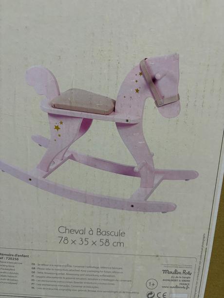 Moulin roty krasny drevený hojdaci ruzovy konik, 