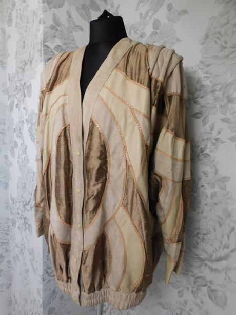 Luxusna vintage kožena/hodvabna bunda, 38