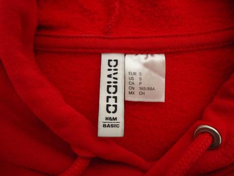 Červená oversize crop mikina vel.s-m, h&m,s