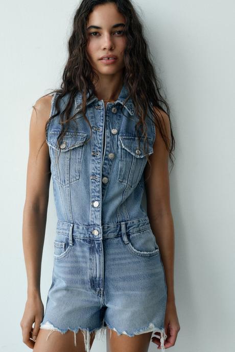 Štýlový džínsový overal značky zara, pc 42 eur, zara,m / s