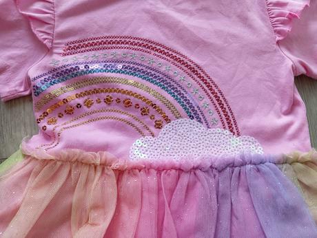 Lesklé dúhové šaty trblietky flitre 110, primark,110