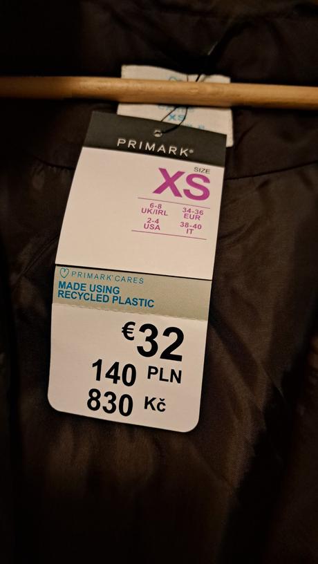 Zimna bunda, primark,164