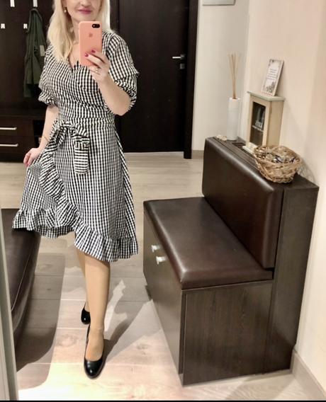 Kárované romanticke šaty, xs/s, s