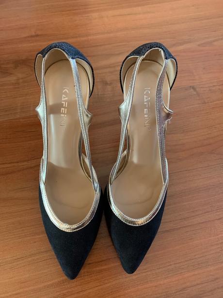 Spoločenské čierno-zlaté lodičky, 38