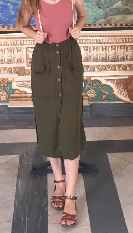 Tmavozelená sukňa pull&bear s, pull&bear,s