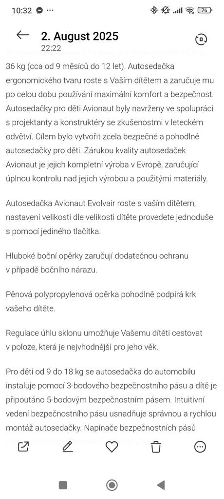 Detská autosedačka, avionaut