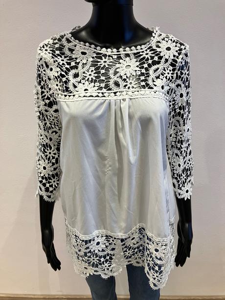 Dámska biela blúzka s čipkou, l