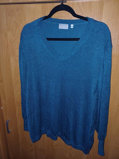 Damsky tyrkysový pulóver s lurexom c&a, c&a,xxl