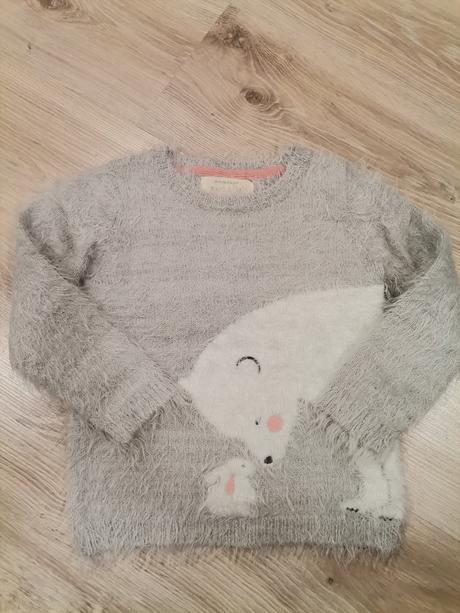 Dievčenský sivy sveter s medveďom, primark,92