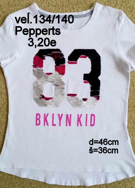 Dievčenské tričko kr.r. veľ.134/140 zn.pepperts, pepperts,134