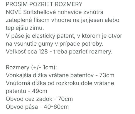 Softshellove nohavice 128, 128
