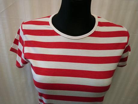 Dámsky elastický pásikavý červeno biely top, s