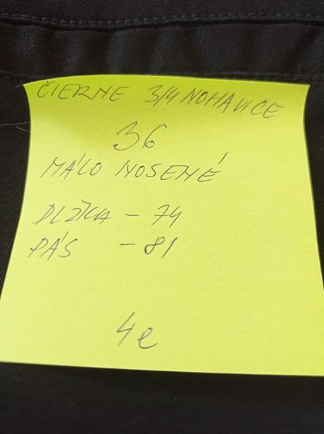 Cierne 3/4 nohavice 34, 34