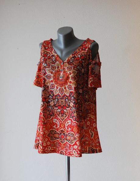 Boho tunika noracora s odhalenými ramenami, s