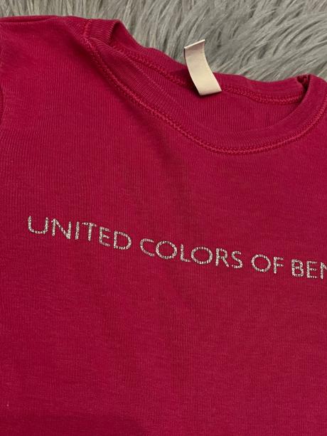 Dievčenské tričko s lesklým nápisom benetton, benetton,80