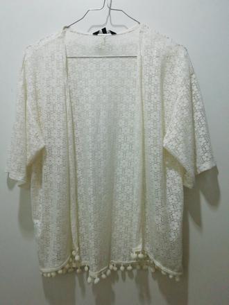 Biely kvetinový prehoz kardigán, 134