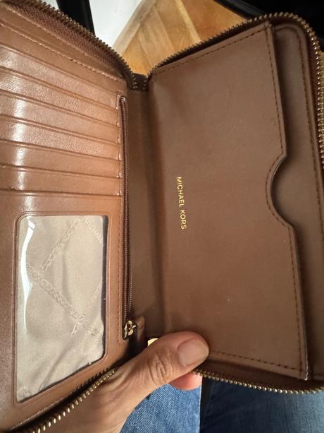 Michael kors peňaženka v tavej hnedej kozena, michael kors