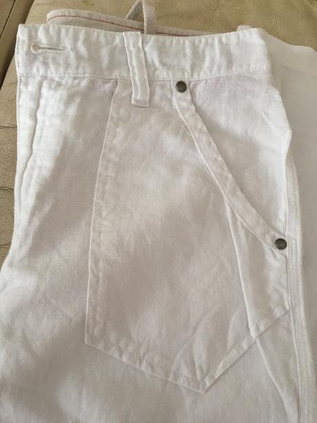 Biele lanové nohavice, f&f,32