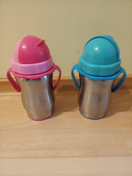 Termo fľaša so slamkou - modra,