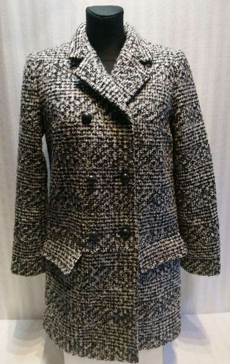 Čierno bielosivý acrylovo vlnený kabát orsay 36/38, orsay,38