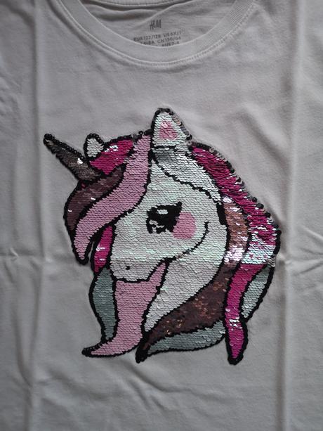 Tričko s jednorožcom z premenlivých flitrov, lindex,128