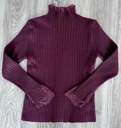 Baklažánová pulover s krajkou, tu,152