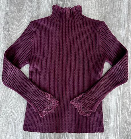 Baklažánová pulover s krajkou, tu,152